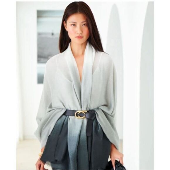 NWT $150 MSRP Carly Cushnie Gray Horizon Ombré Print Scarf Wrap One Size - New - Picture 3 of 8